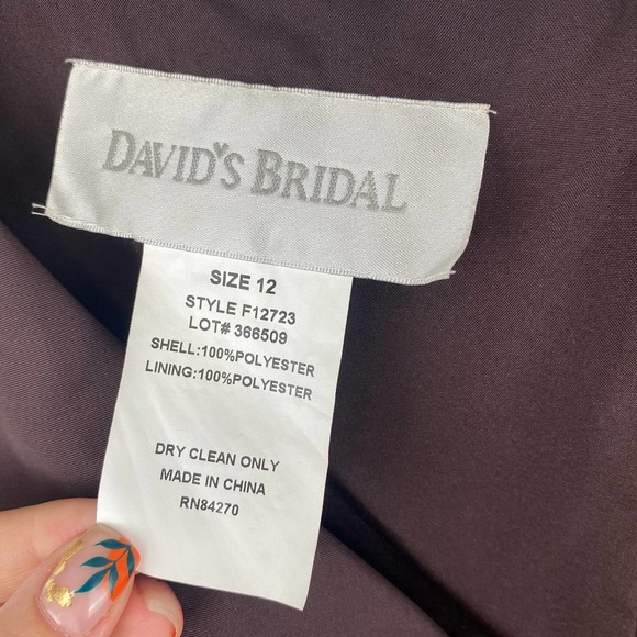 David's Bridal Bridesmaid Dress F12723 Purple 12 - Picture 8 of 8